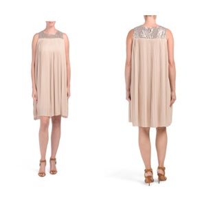 Magari Pleated Sequins Top Nude Cocktail Mini Dress Size Small NWT